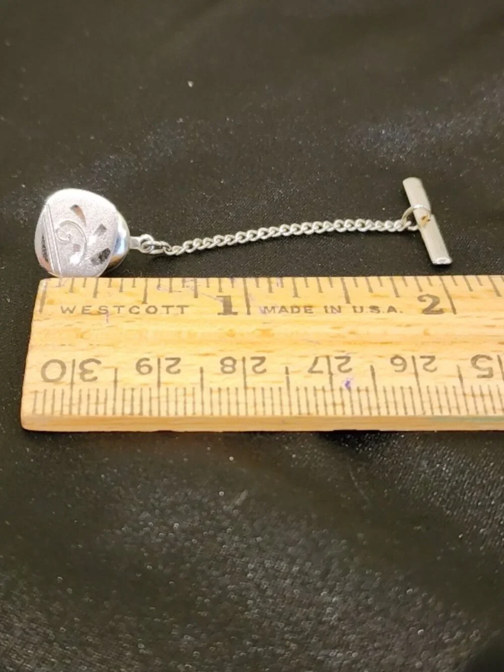 Vintage Sterling Silver Tie Pin with Chain by Mr. X